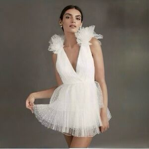 ML Monique Lhuillier Perrie V-Neck Mini Dress NWT